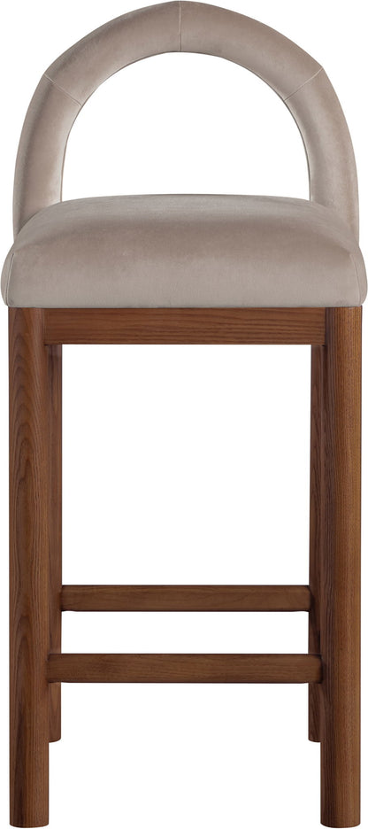 Conrad - Velvet Counter Stool With Brown Legs
