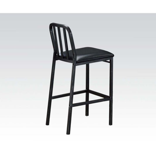 Jodie - Bar Chair (Set of 2) - Black Synthetic Leather & Antique Black