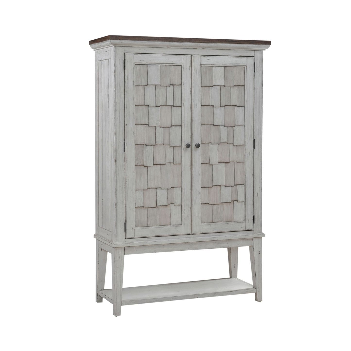 River Place - Bar Cabinet - Riverstone White & Tobacco