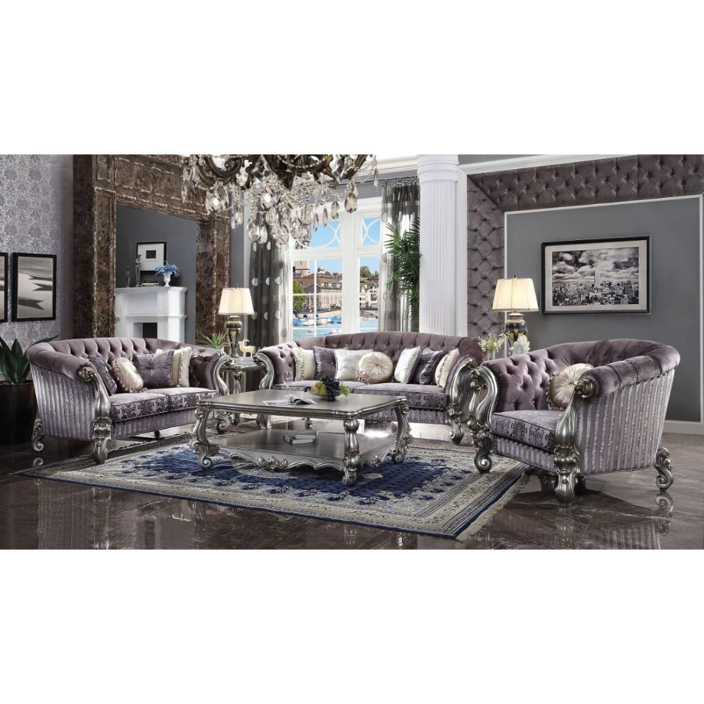 Versailles - Sofa - Velvet & Antique Platinum