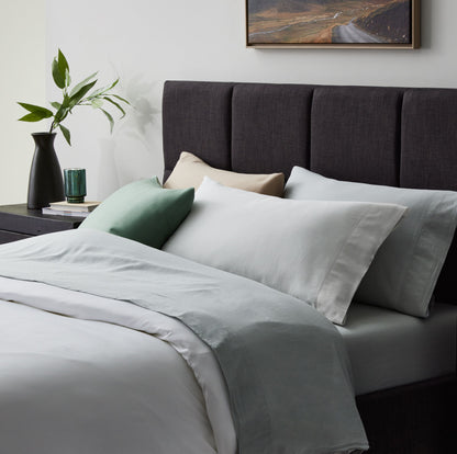 Linen-Weave Cotton Twin Sheet Set - Sage