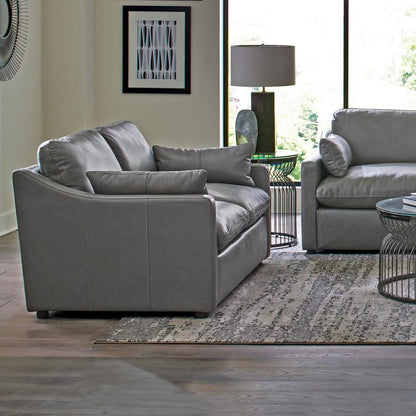 Grayson - Leather Upholstered Sloped Arm Loveseat - Gray