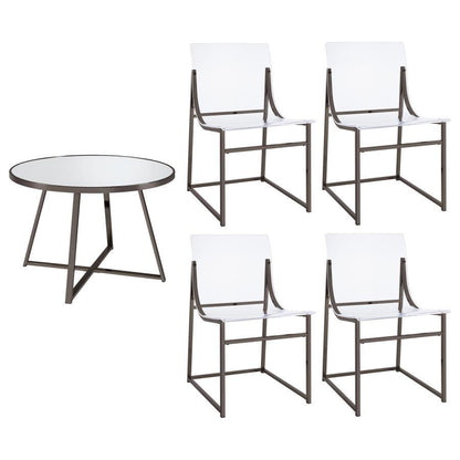 Jillian - 5 Piece Round Mirror Top Dining Set - Black Nickel
