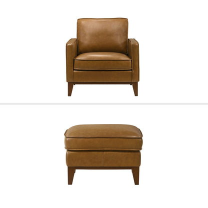 Caspar - Chair & Ottoman - Caramel