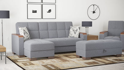 Ottomanson Armada X - Upholstered Convertible Wood Trimmed Ottoman With Storage - Polyester