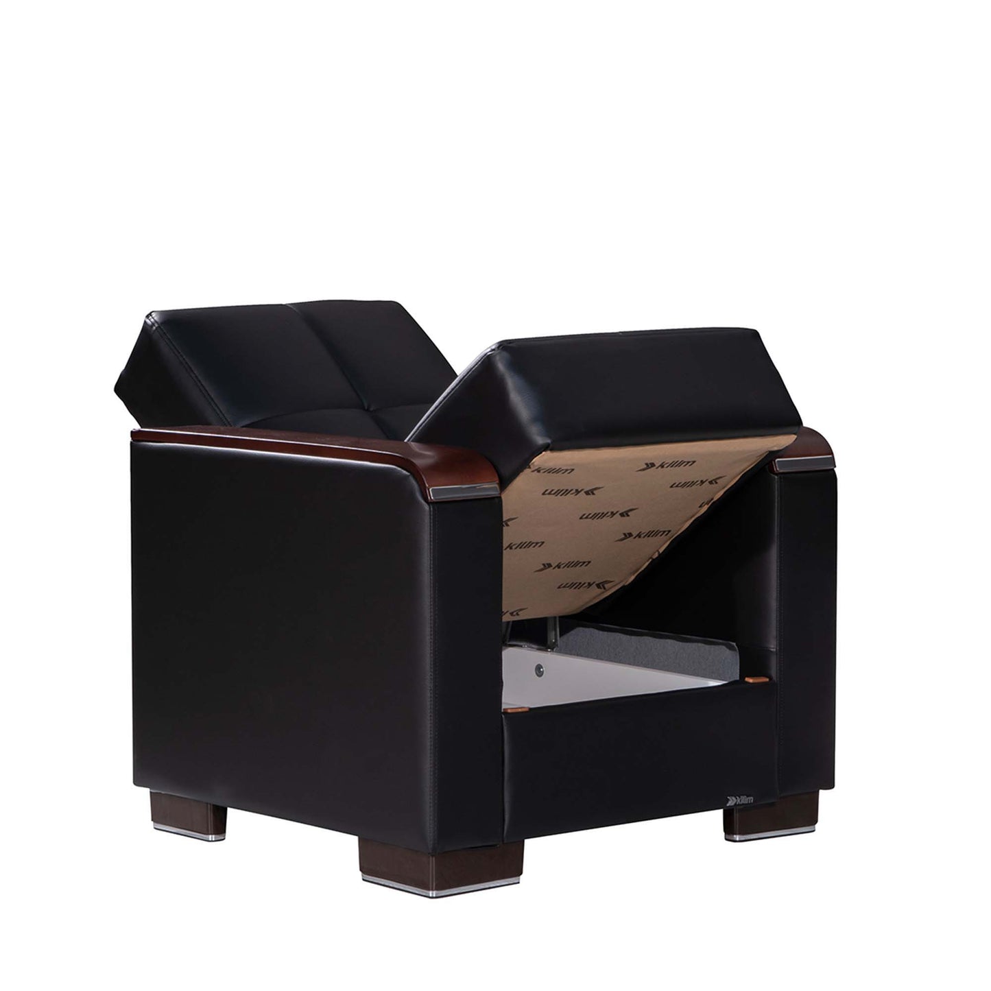 Ottomanson Armada X - Upholstered Convertible Wood Trimmed Armchair With Storage