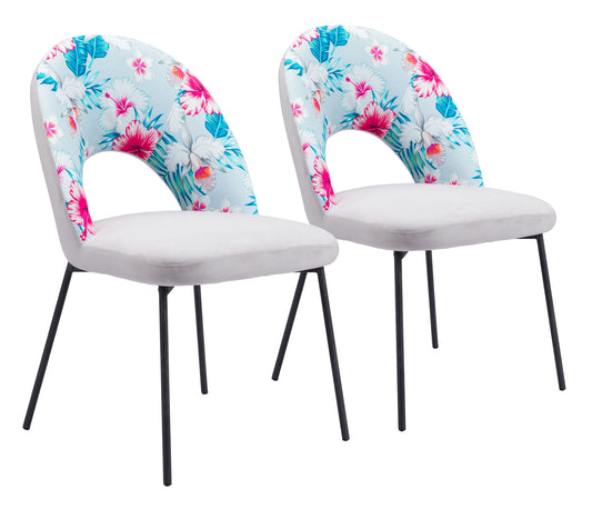 Torrey - Dining Chair (Set of 2) - Multicolor Print / Gray