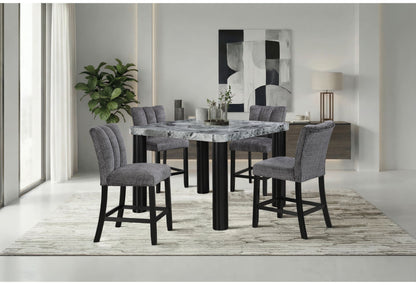 D5473 - 7 Piece Dining Room Set (Bar Table And 6 Bar Stools) - Black / Gray