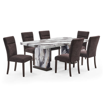 D8212 - 9 Piece Dining Room Set (Dining Table With 8 Dining Chairs) - Dark Brown