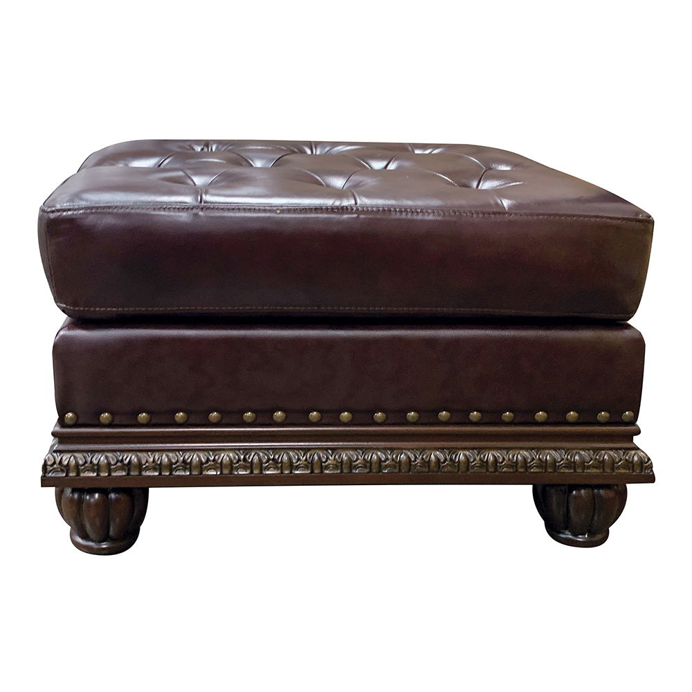 Anondale - Ottoman - Espresso Top Grain Leather Match & Cherry