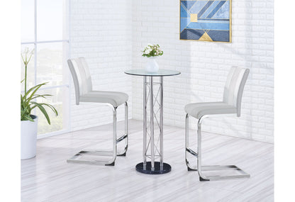 D208 Bar Table And Two D915 Bar Stools - White