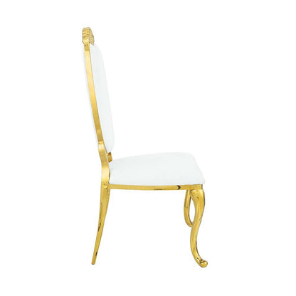 Fallon - Side Chair (Set of 2) - White PU & Mirroed Gold Finish