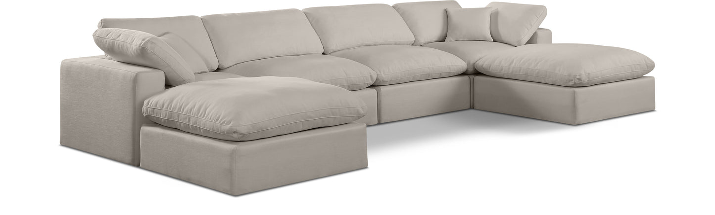 Comfy - 6 Piece Linen Modular Double Chaise Sectional