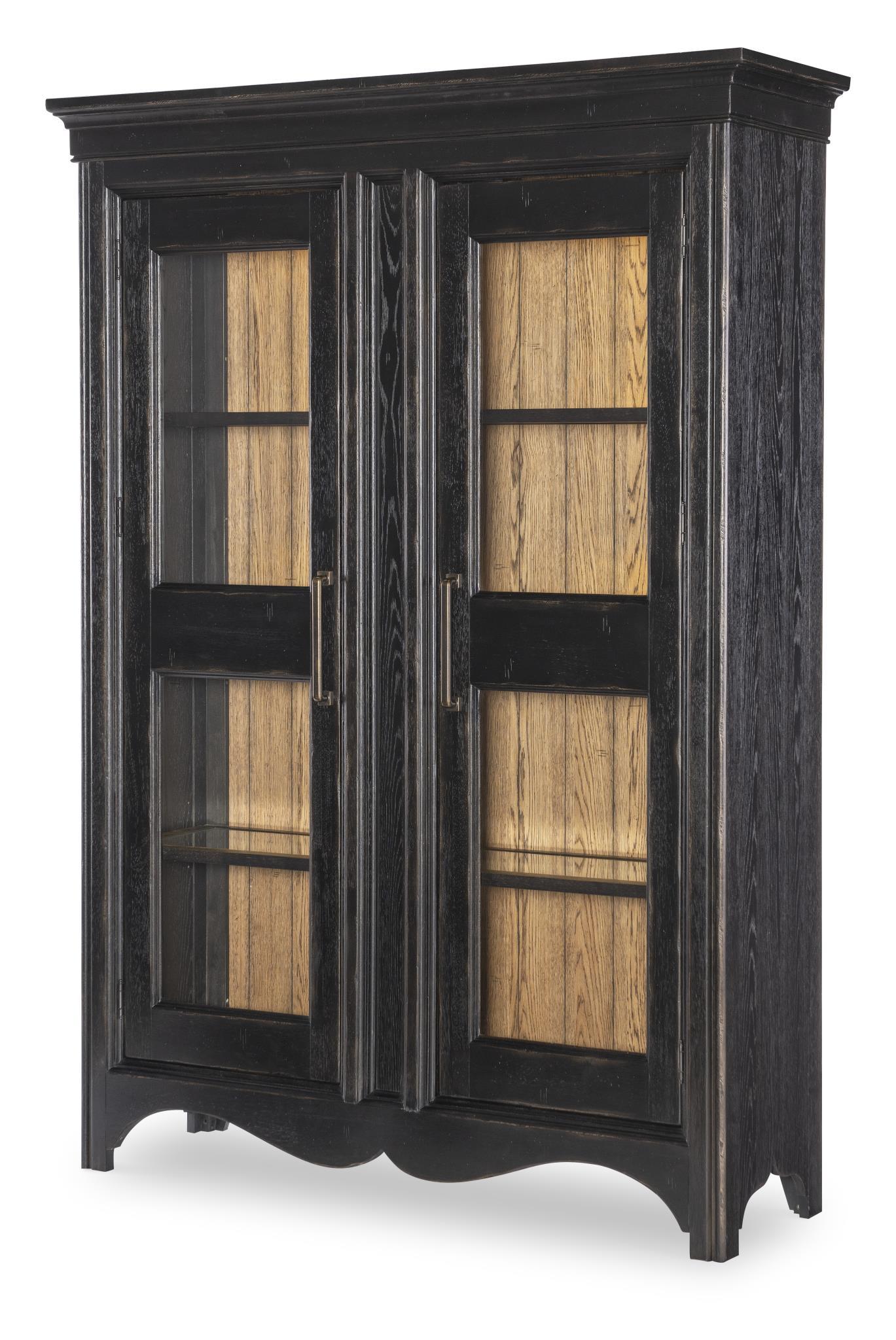 Vintage Market - Glass Front Display Cabinet - Barnwood Oak And Kettle Black