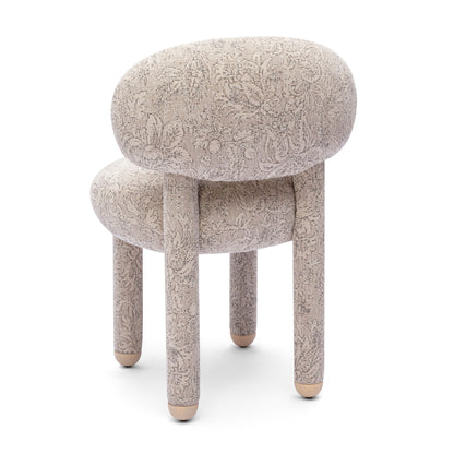Manu - Floral Jacquard Dining Chair - Neutral