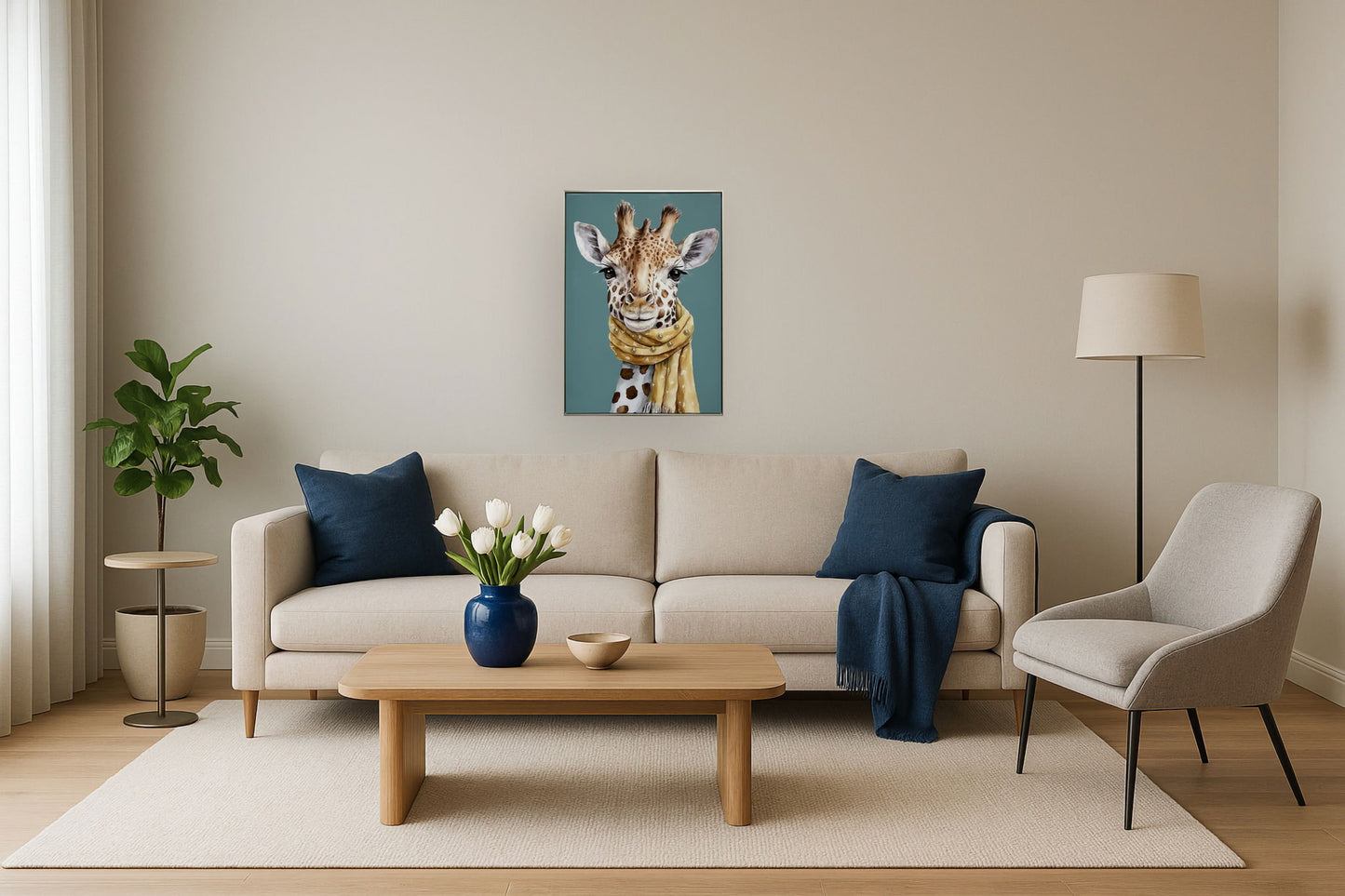 Playful Giraffe Portrait - 21" x 29" Framed Wall Art