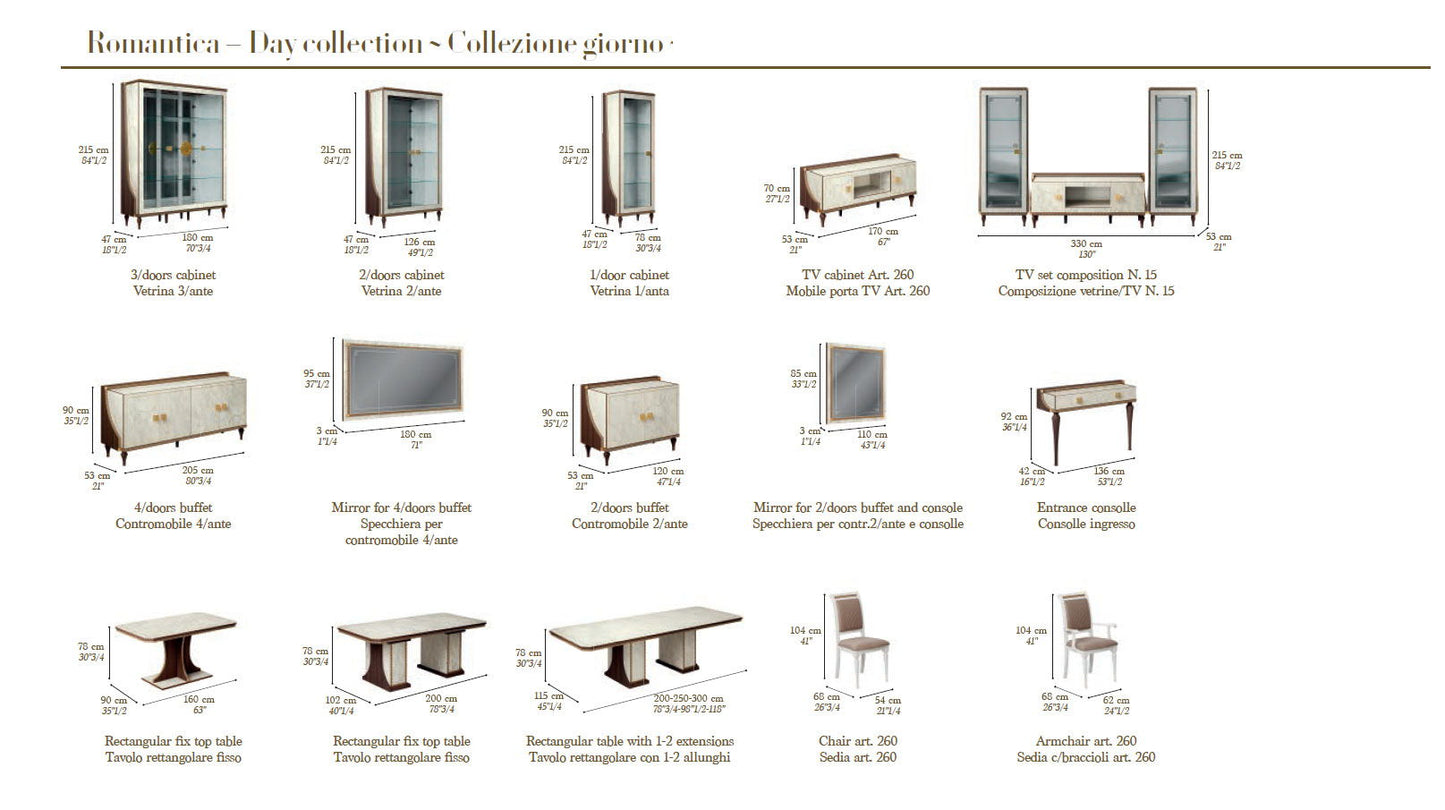 Romantica - 3 Door China - Light Beige / Brown Walnut