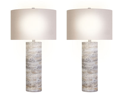 "Stonehaven Glow" Polyresin Table Lamp (Set of 2) - Stone