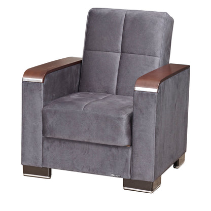 Ottomanson Armada X - Upholstered Convertible Wood Trimmed Armchair With Storage - Microfiber