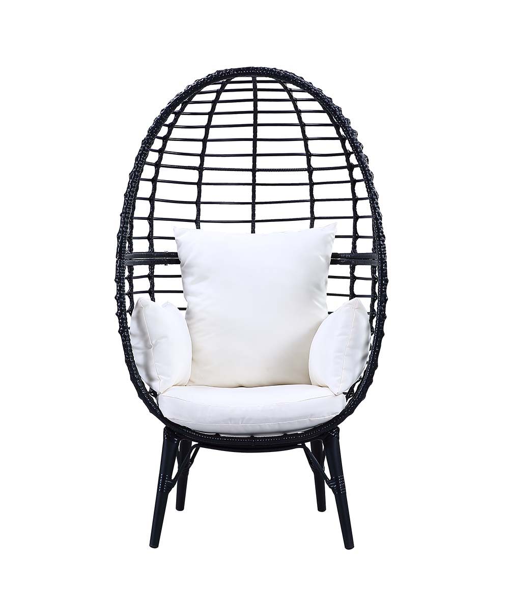 Penelope - Patio Lounge Chair - Light Gray Fabric & Black