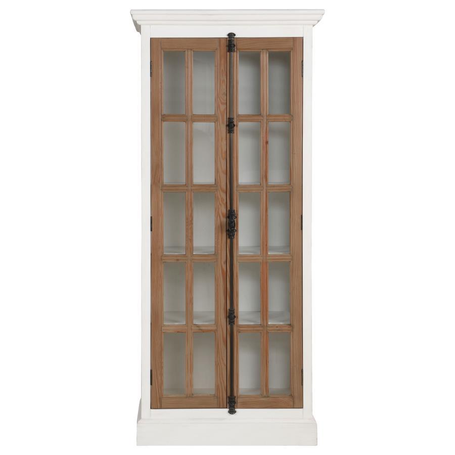 Tammi - 2 Door Wood Tall Cabinet Distressed White And Brown - Distressed White And Brown