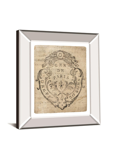 Letter Crest IIa Vintage V2 By Wild Apple Portfolio - Mirror Framed Print Wall Art - Beige