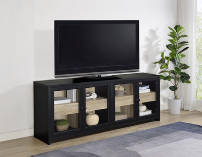 Denison - 79" 4-Door TV Stand Media Console - Black