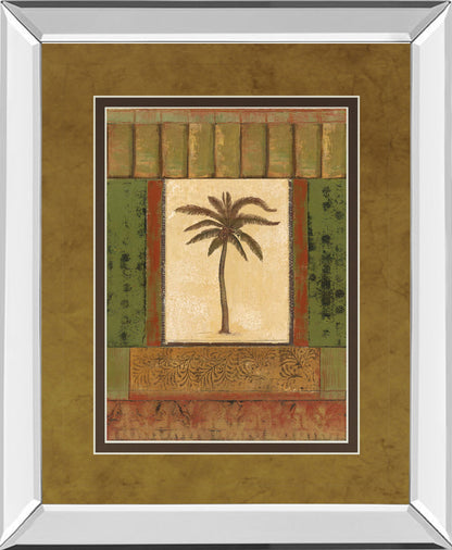 Classic Palm I By Rebecca Burton - Mirror Framed Print Wall Art - Light Brown