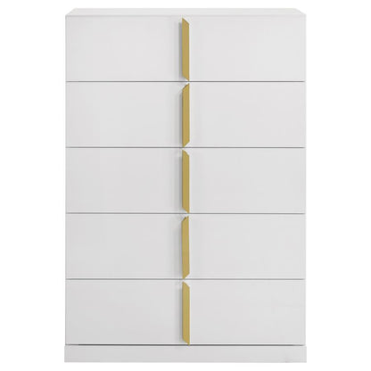 Ines - 5-Drawer Bedroom Chest Of Drawers - White High Gloss