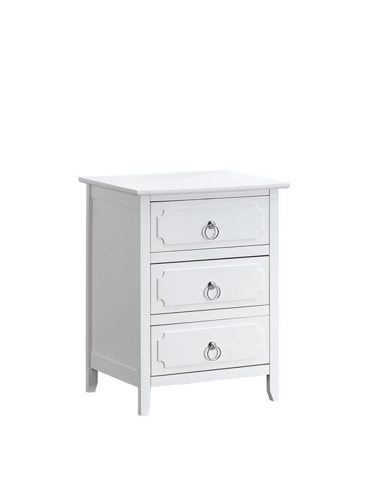 Daniel - 3 Drawer Wood Nightstand - White