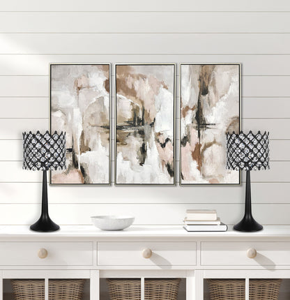 "Crystal Lattice Radiance" Metal And Crystal Table Lamp (Set of 2) - Matt Black / Clear Crystal