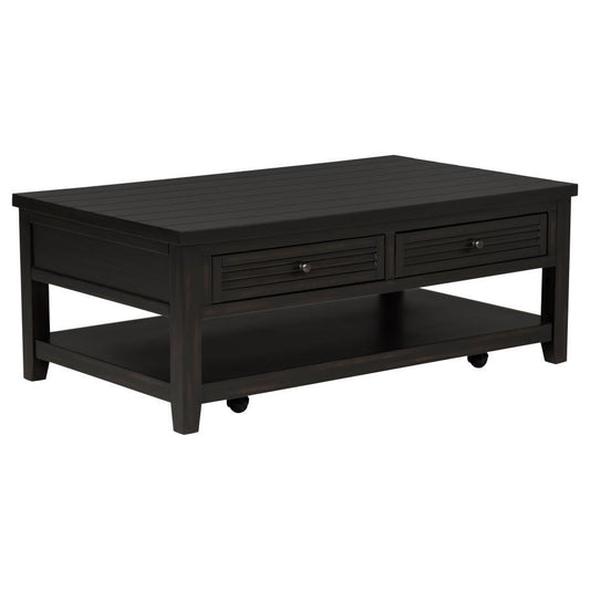 Concord - 2-Drawer Rectangular Coffee Table - Distressed Java