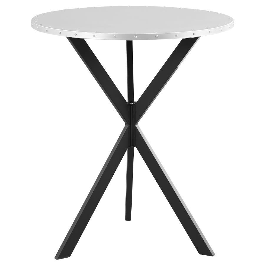 Kenzo - Round Metal Top Bar Table - Silver And Sandy Black