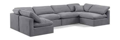 Indulge - Velvet 6 Piece Modular U-Shaped Sectional