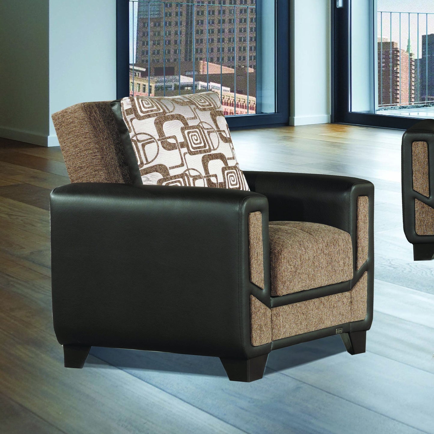 Ottomanson Mondo Modern - Upholstered Convertible Armchair With Storage