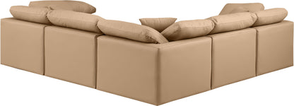 Indulge - Faux Leather 5 Piece Modular Corner Sectional - Tan