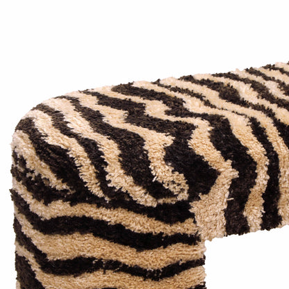 Zebra - Striped Tufted Bench - Brown