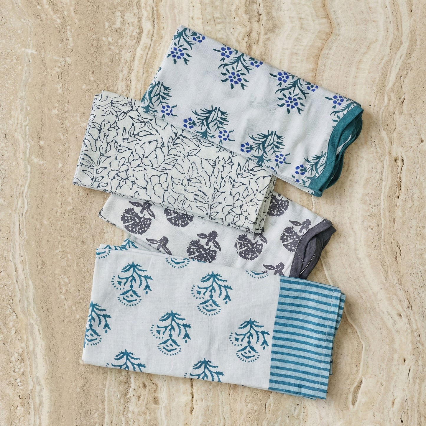 Crissy - Cotton Canvas Printed Napkins (Set of 4) - Inked