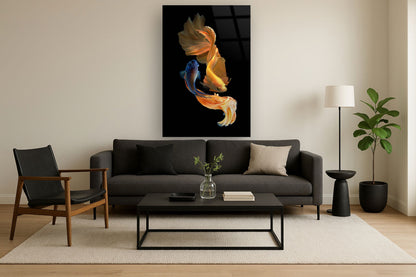 Tempered Glass With Foil - Ying Yang Fish - Black