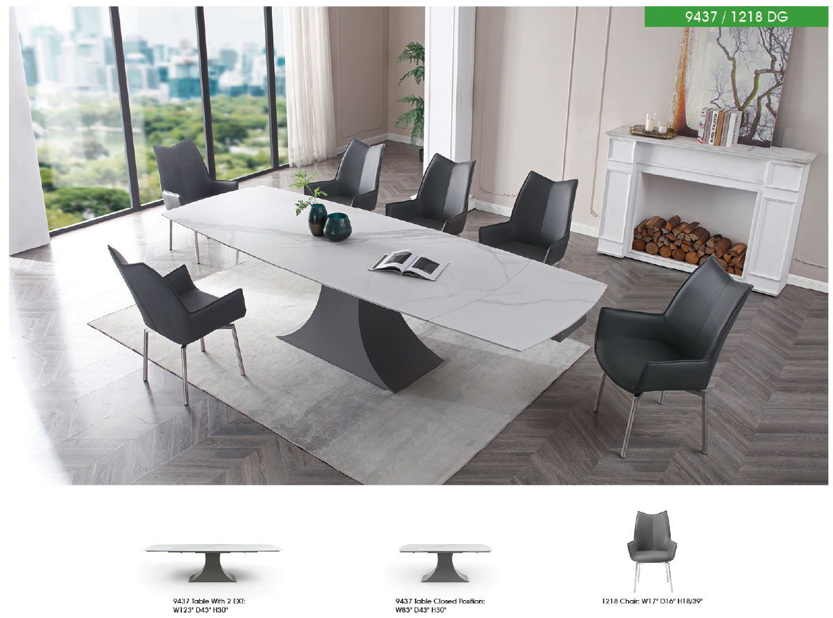 9437 - Dining Table - White / Black