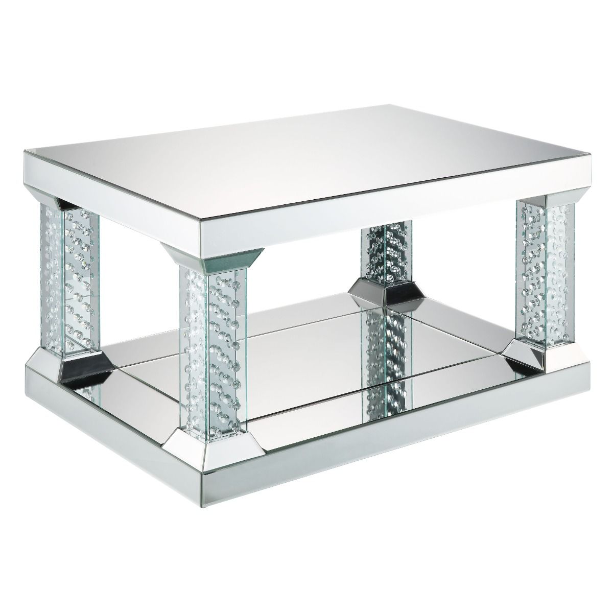 Nysa - 36" Coffee Table - Mirrored & Faux Crystals