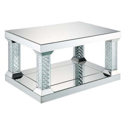 Nysa - 36" Coffee Table - Mirrored & Faux Crystals
