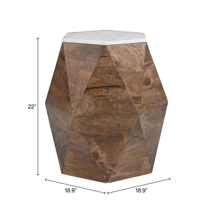 Bisel - Side Table - White / Walnut