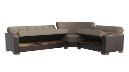 Ottomanson Armada X - Upholstered Convertible Wood Trimmed Sectional With Storage