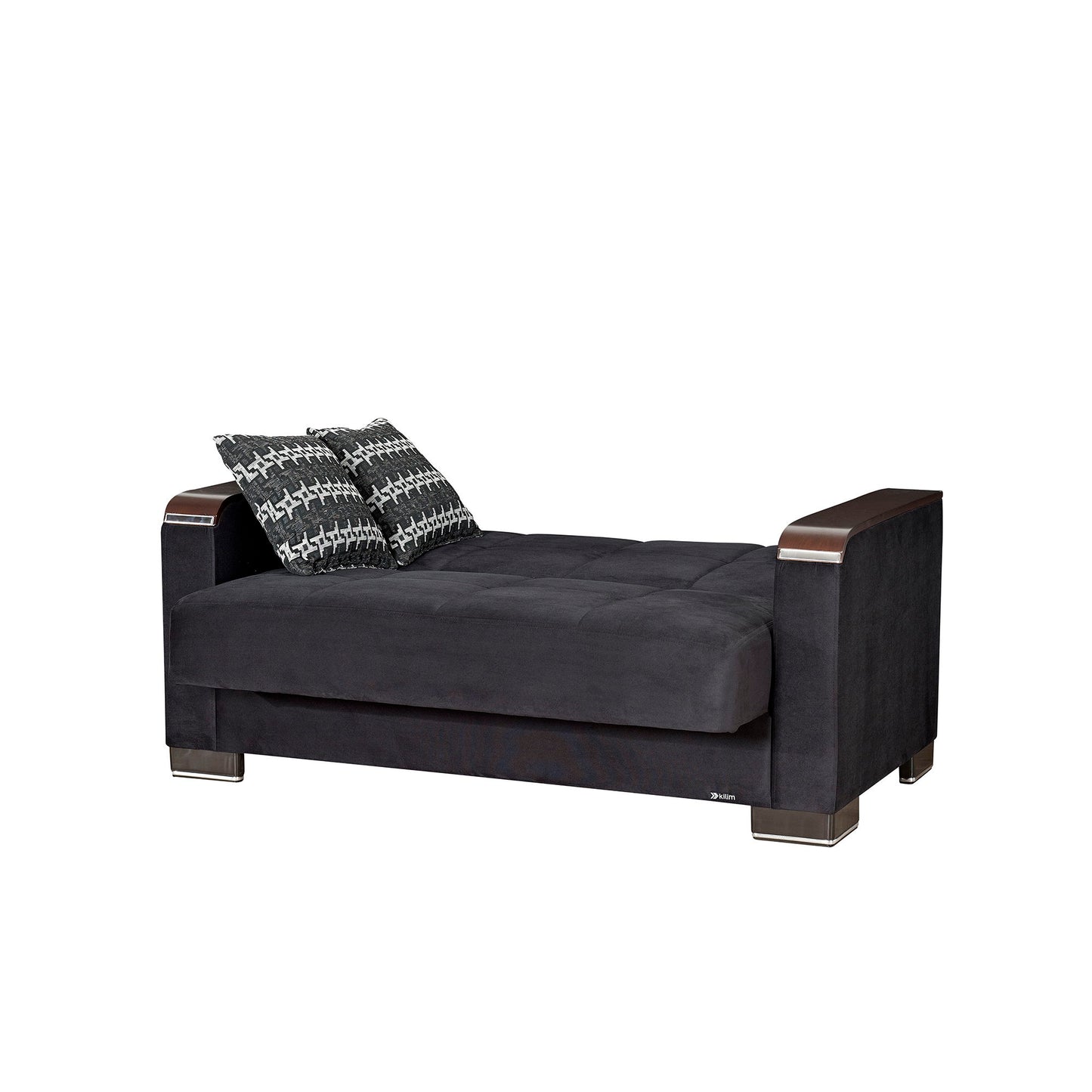 Ottomanson Armada X - Upholstered Convertible Wood Trimmed Loveseat With Storage - Microfiber