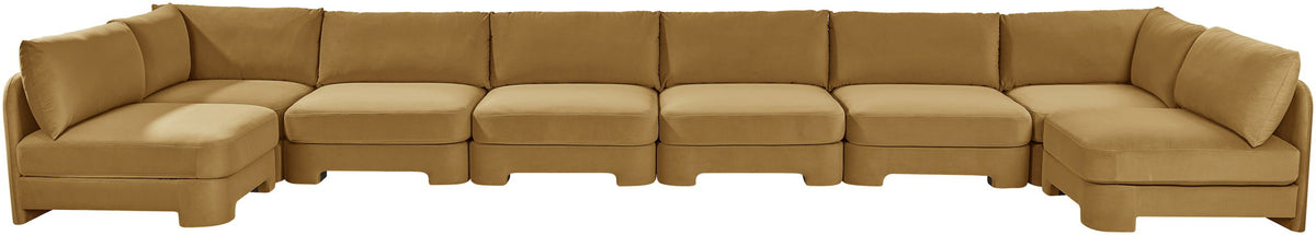 Hammond - Velvet Performance Fabric Upholstered 8 Piece U-Shaped Armless Sectional - Beige