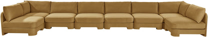 Hammond - Velvet Performance Fabric Upholstered 8 Piece U-Shaped Armless Sectional - Beige