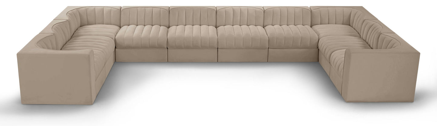 Rummi - Velvet Performance Fabric Upholstered 10 Piece Modular Sectional