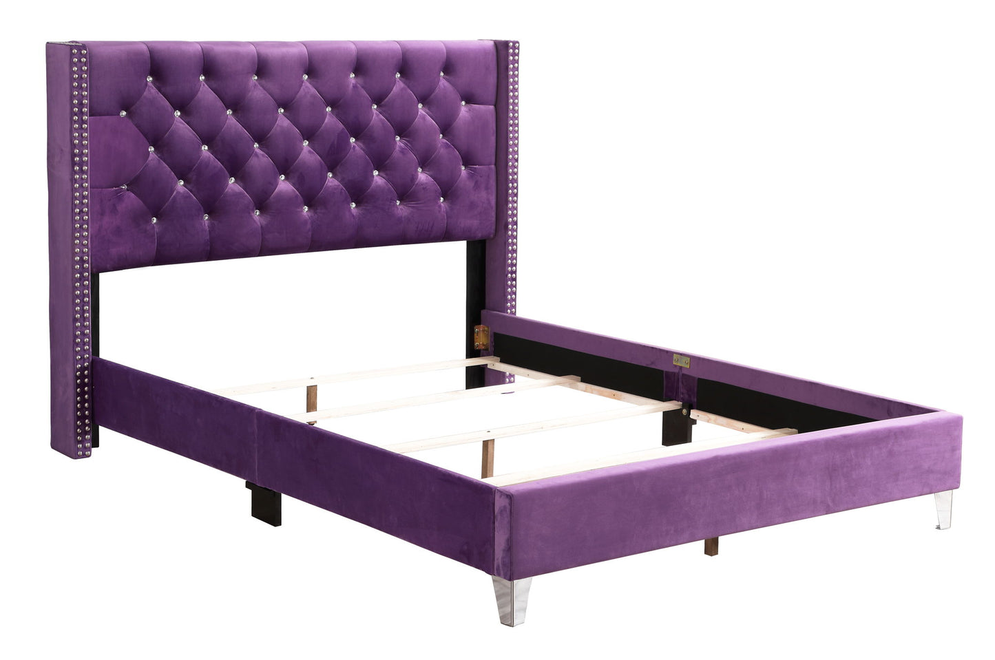 Glory Furniture - Julie - Faux Crystals Tufted Upholstered Bed