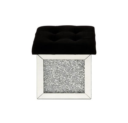 Noralie - 16" Ottoman With Storage - Mirrored & Faux Diamonds